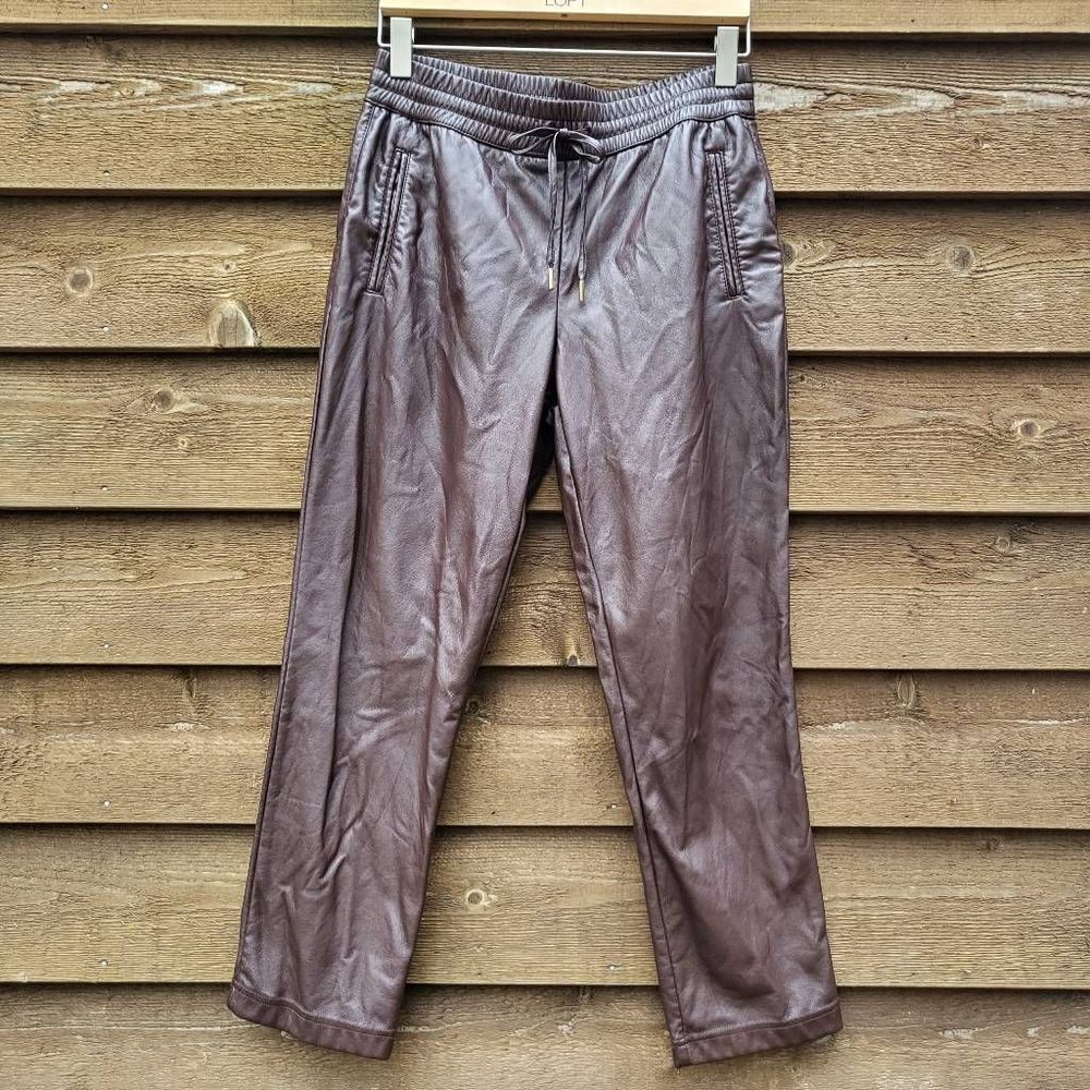 Joie vegan leather straight leg pants with drawstring medium - Picture 3 of 9